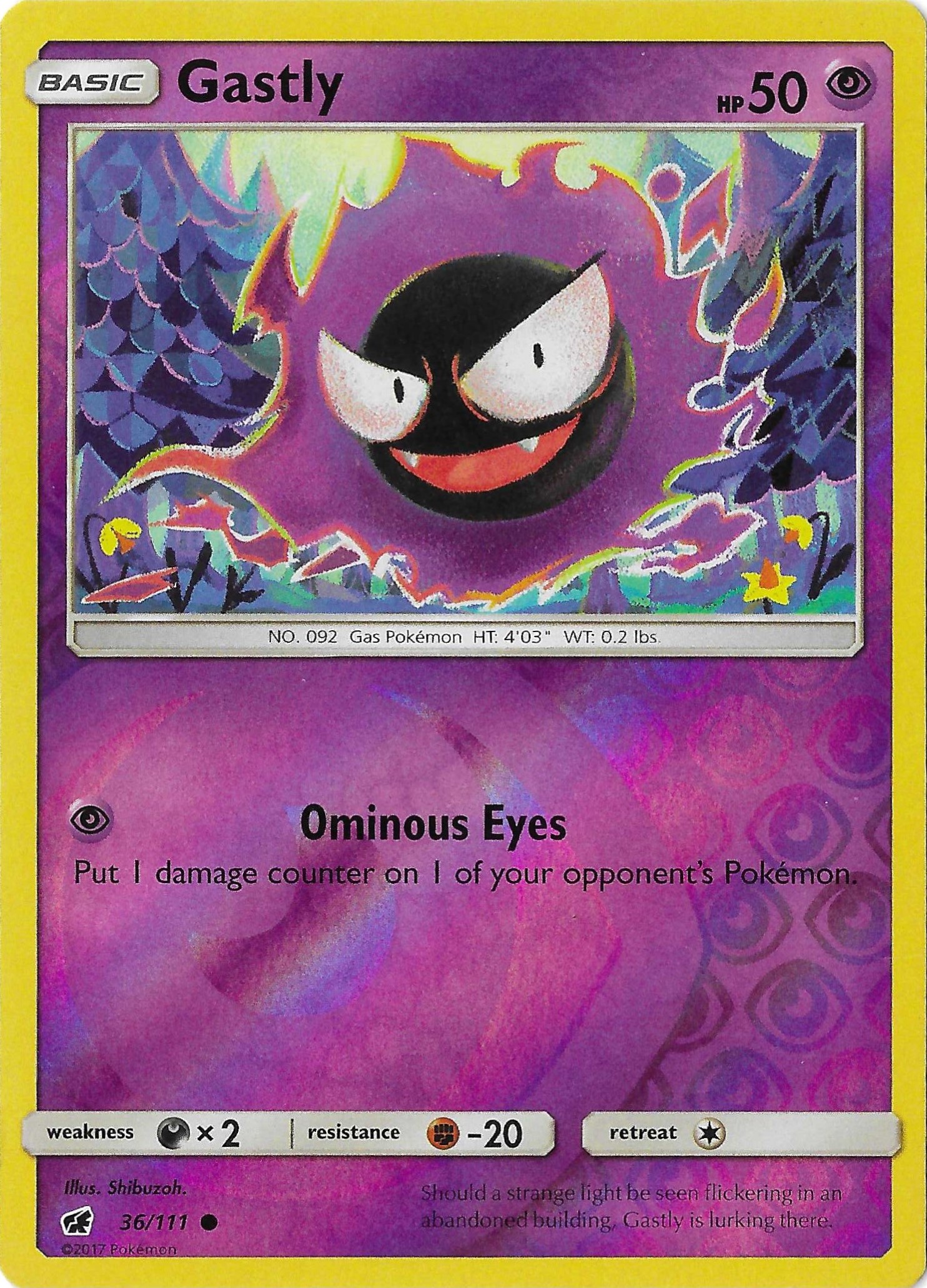 Gastly 36/111 Reverse Holo SM Crimson Invasion NM