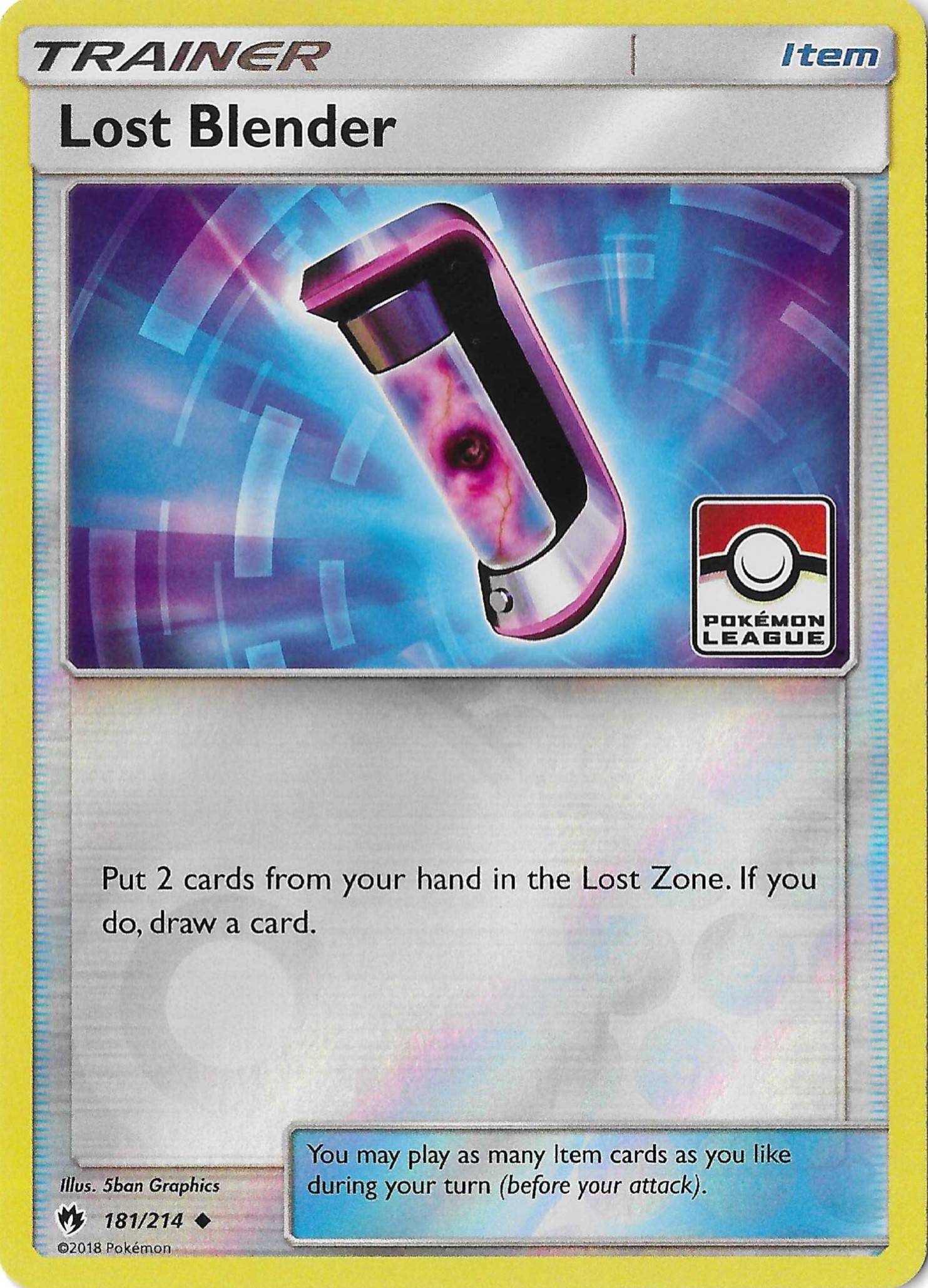 Lost Blender 181/214 Reverse Holo SM Lost Thunder Pokemon League NM