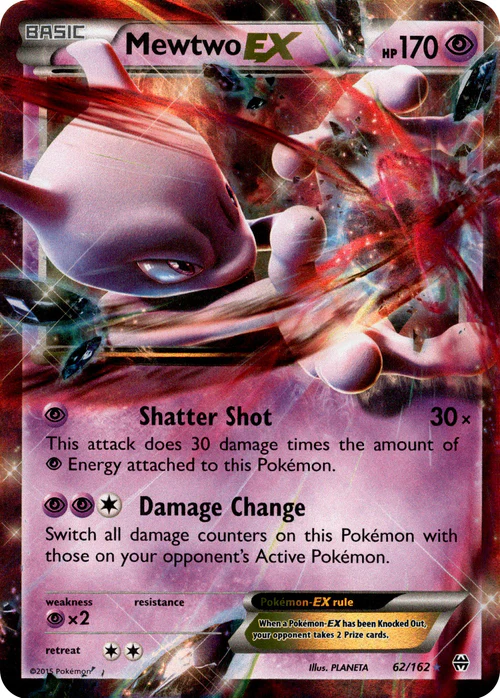 Mewtwo EX 62/162 XY BREAKthrough Half Art LP/MP