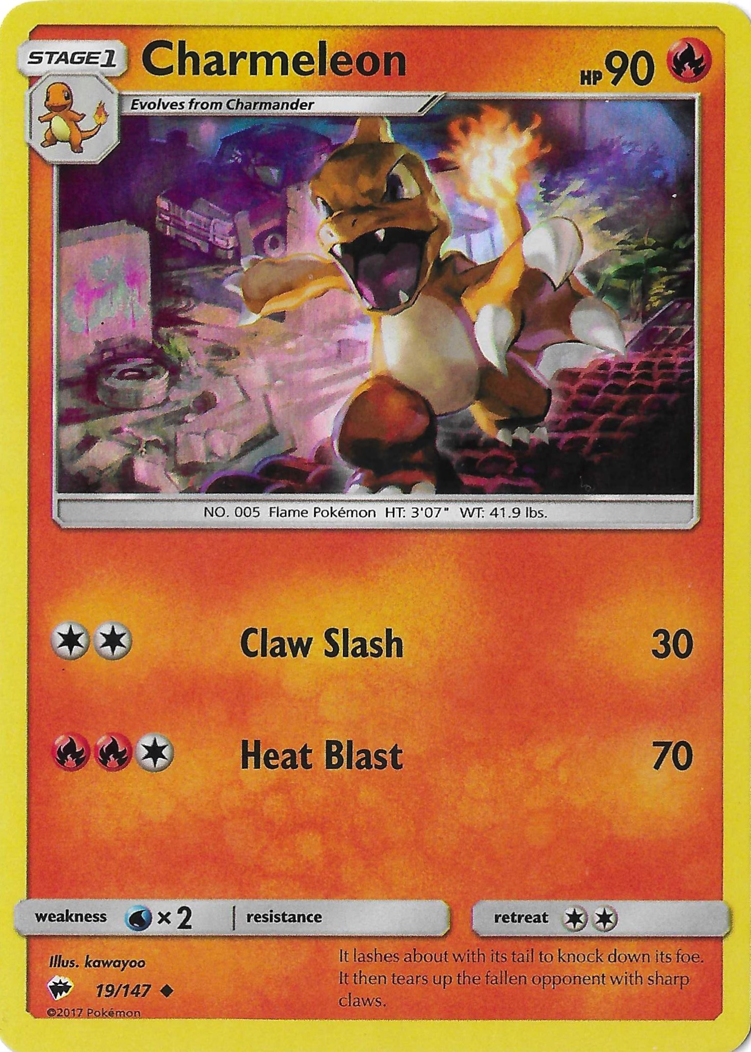Charmeleon 19/147 Holo SM Burning Shadows NM