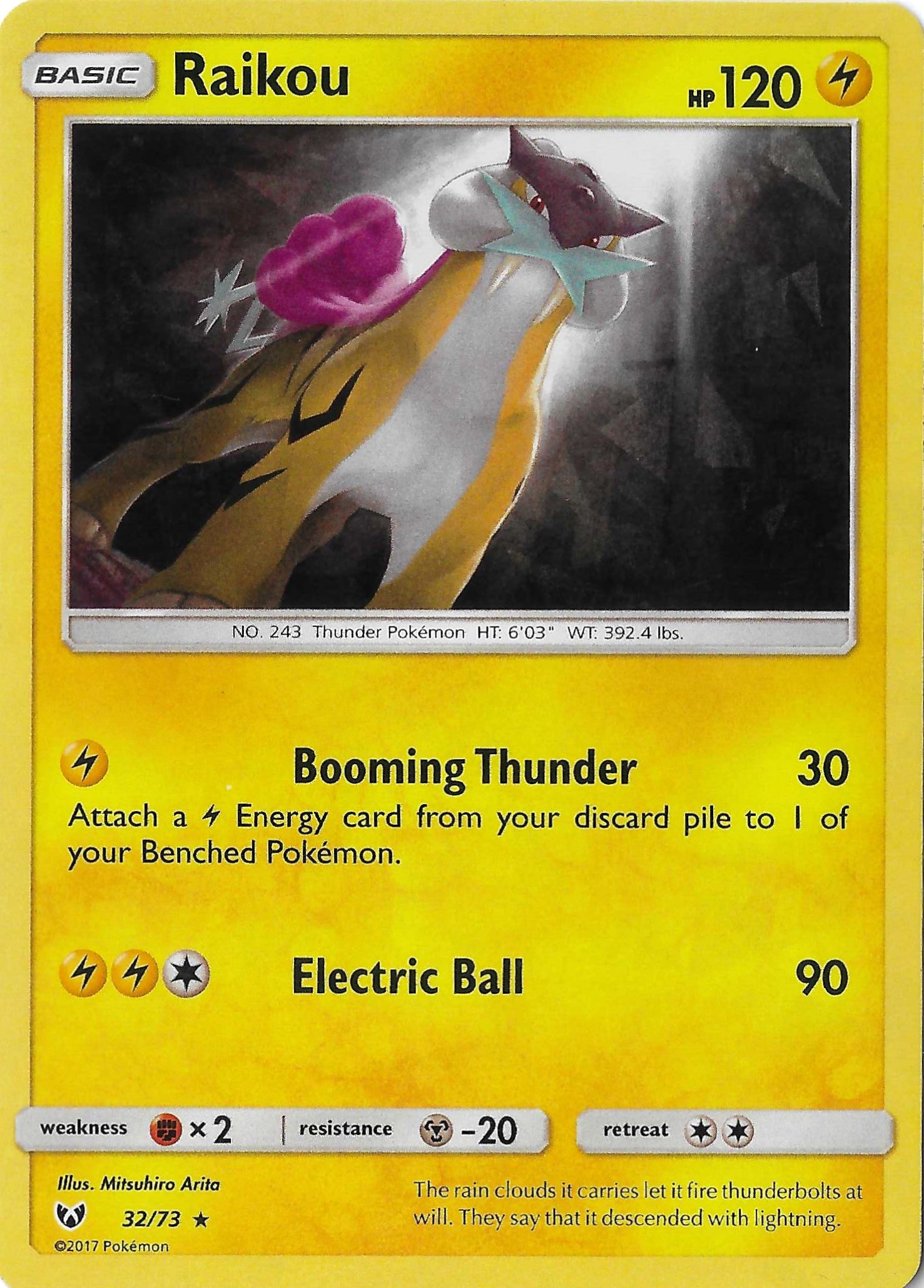 Raikou 32/73 Cracked Ice Holo SM Shining Legends NM