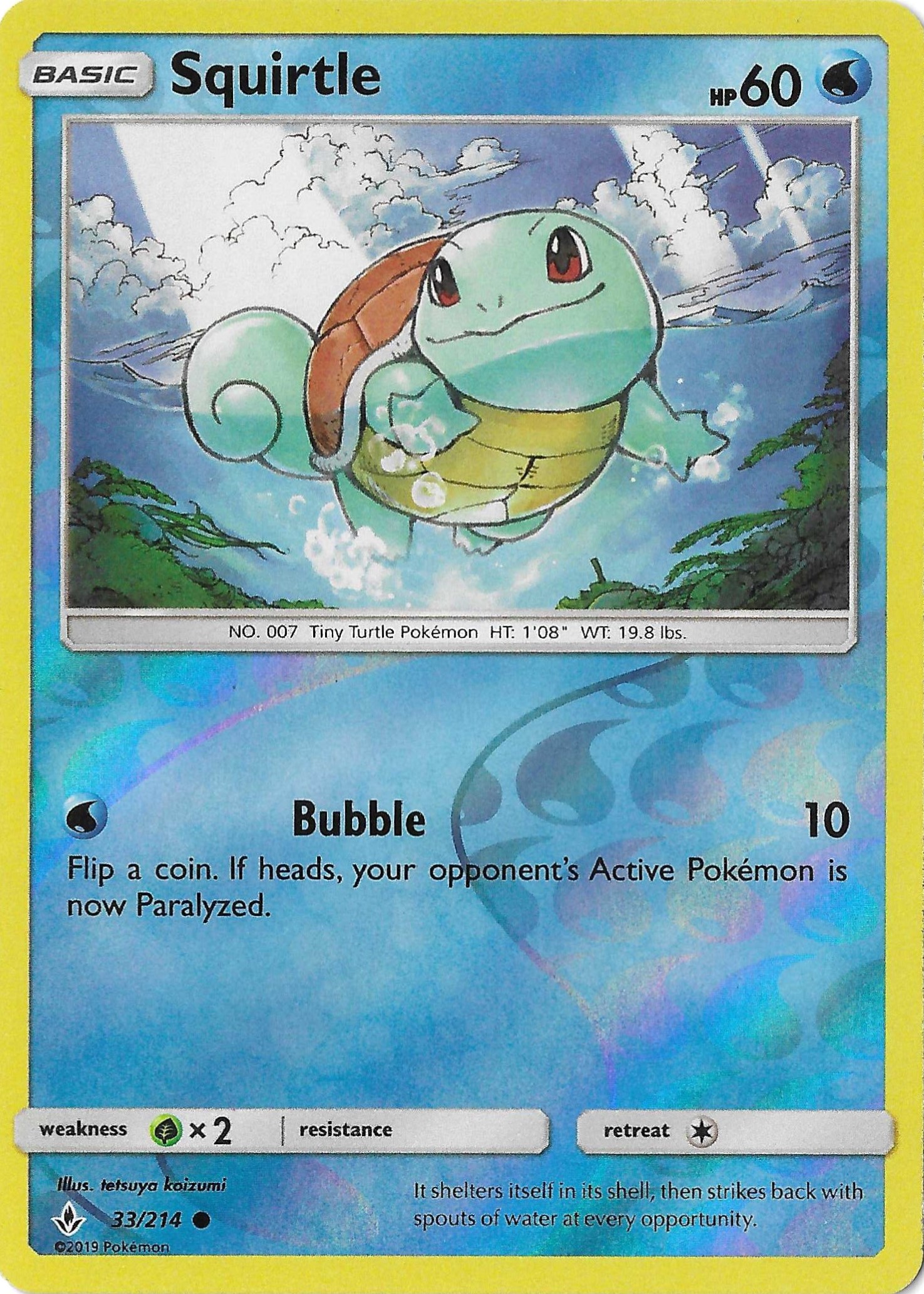 Squirtle 33/214 Reverse Holo SM Unbroken Bonds NM