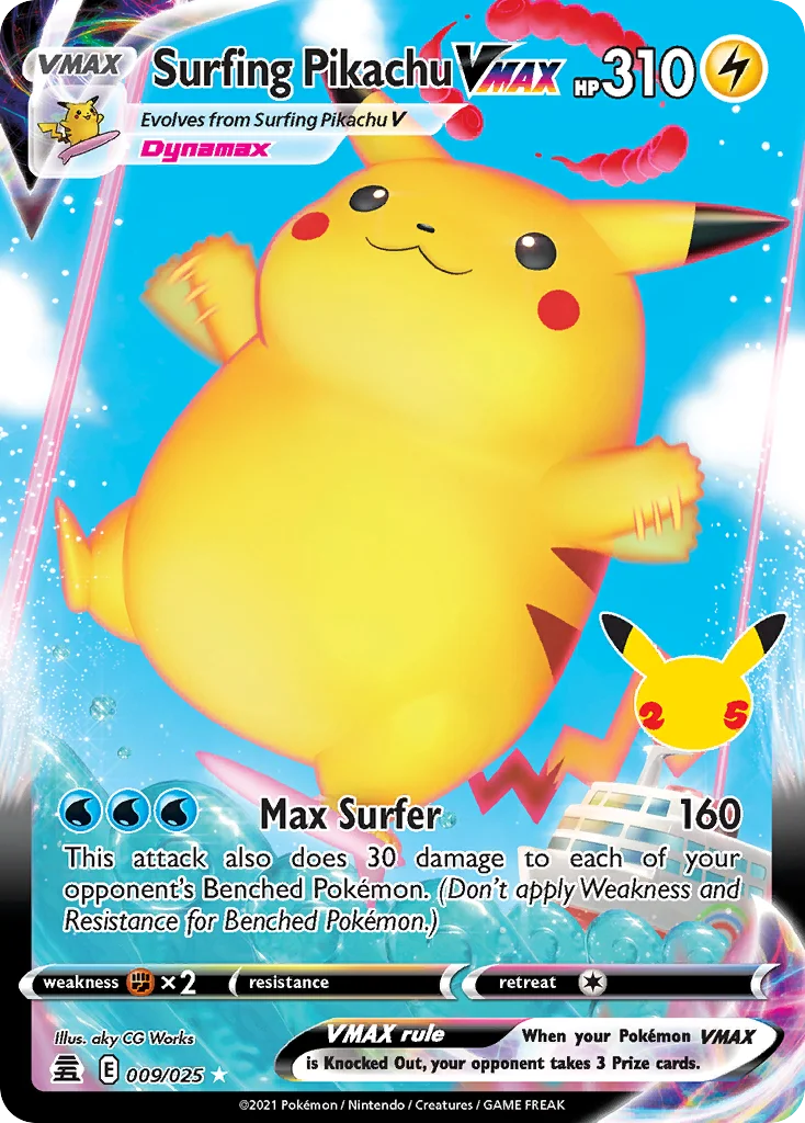 Surfing Pikachu VMAX 009/025 Rare holo vmax