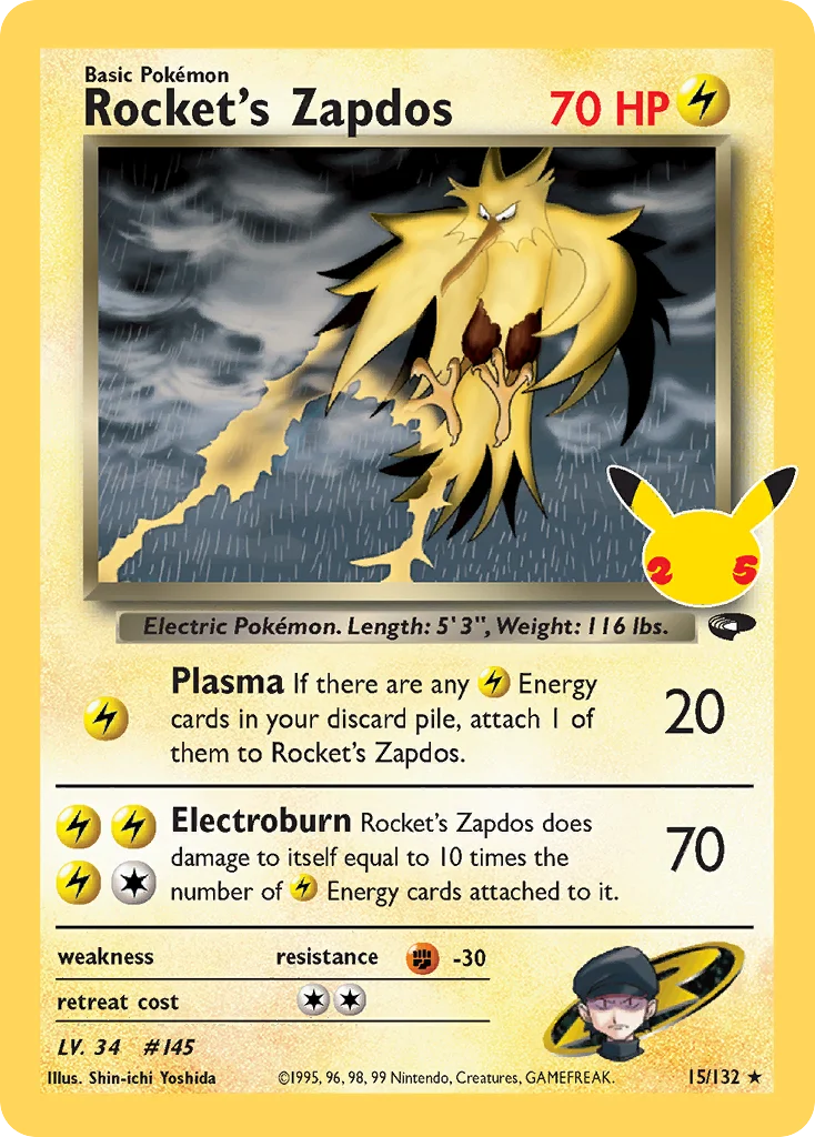 cel25c-15_a3 Rocket's Zapdos 015/088 Classic collection