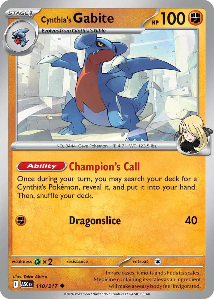 Cynthia's Gabite 110/217 Uncommon
