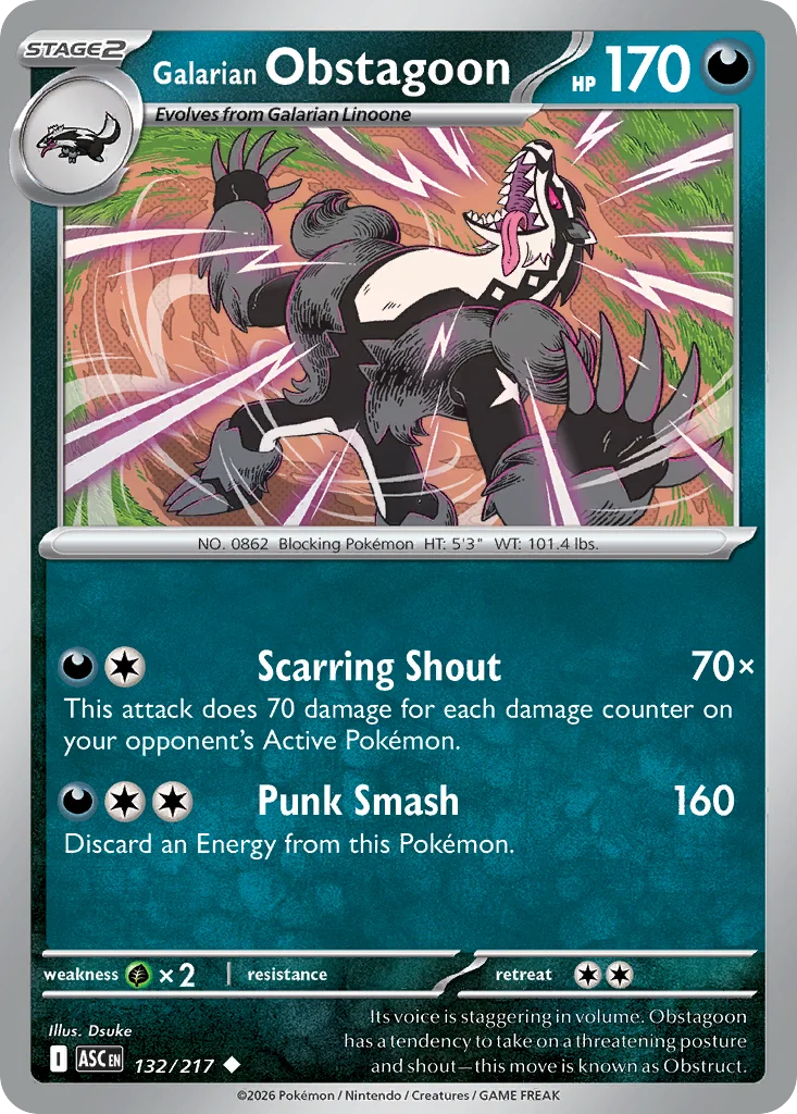 me2pt5-132 Galarian Obstagoon 132/217 Uncommon