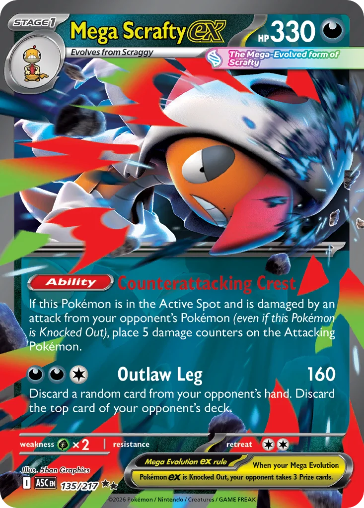 me2pt5-135 Mega Scrafty ex 135/217 Double rare