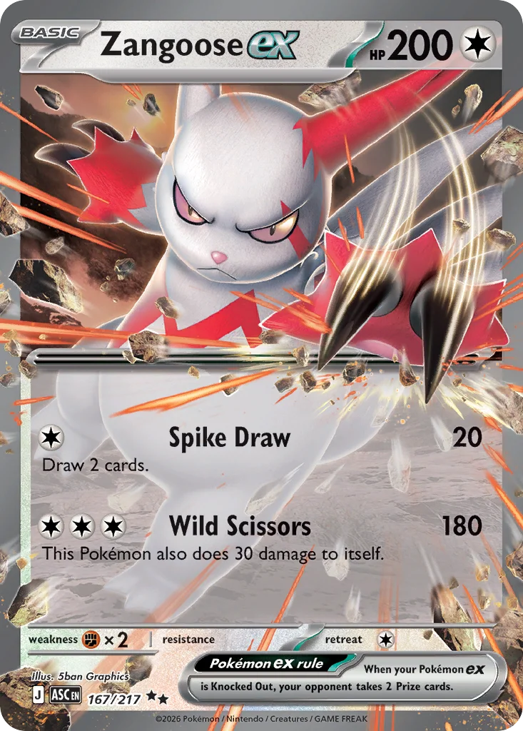 me2pt5-167 Zangoose ex 167/217 Double rare