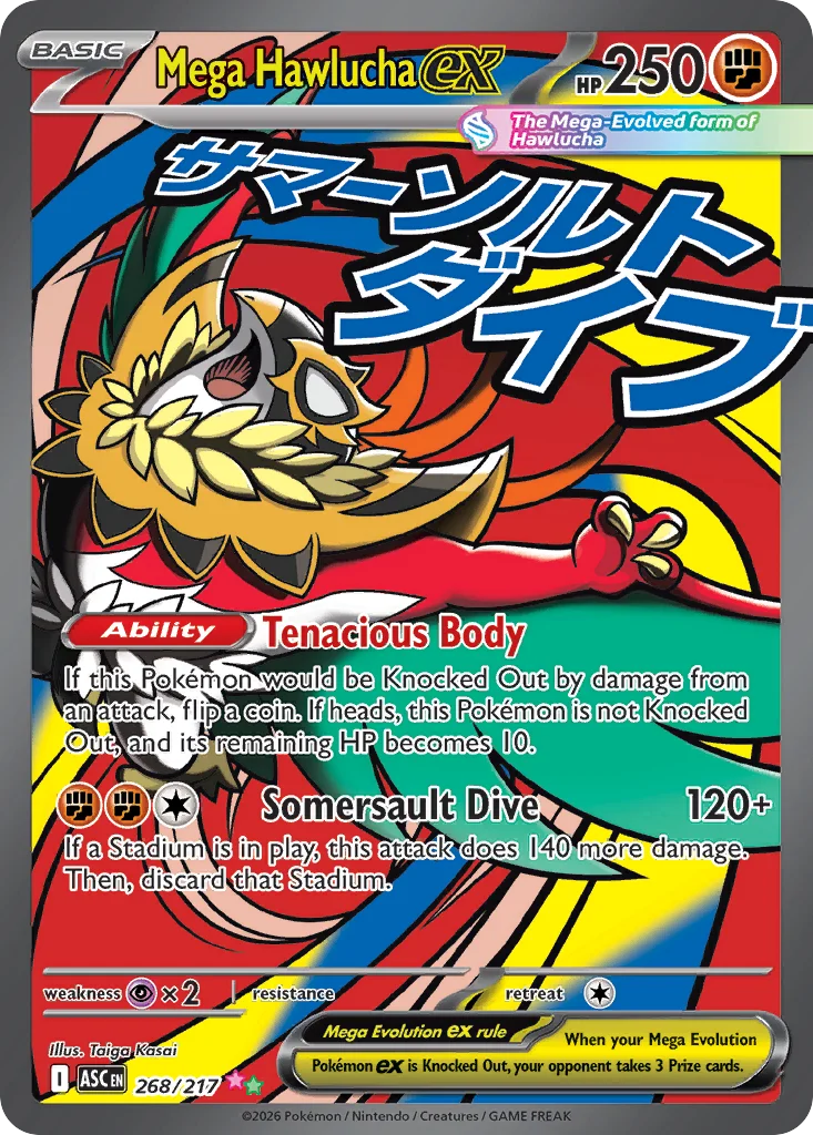 me2pt5-268 Mega Hawlucha ex 268/217 Mega attack rare