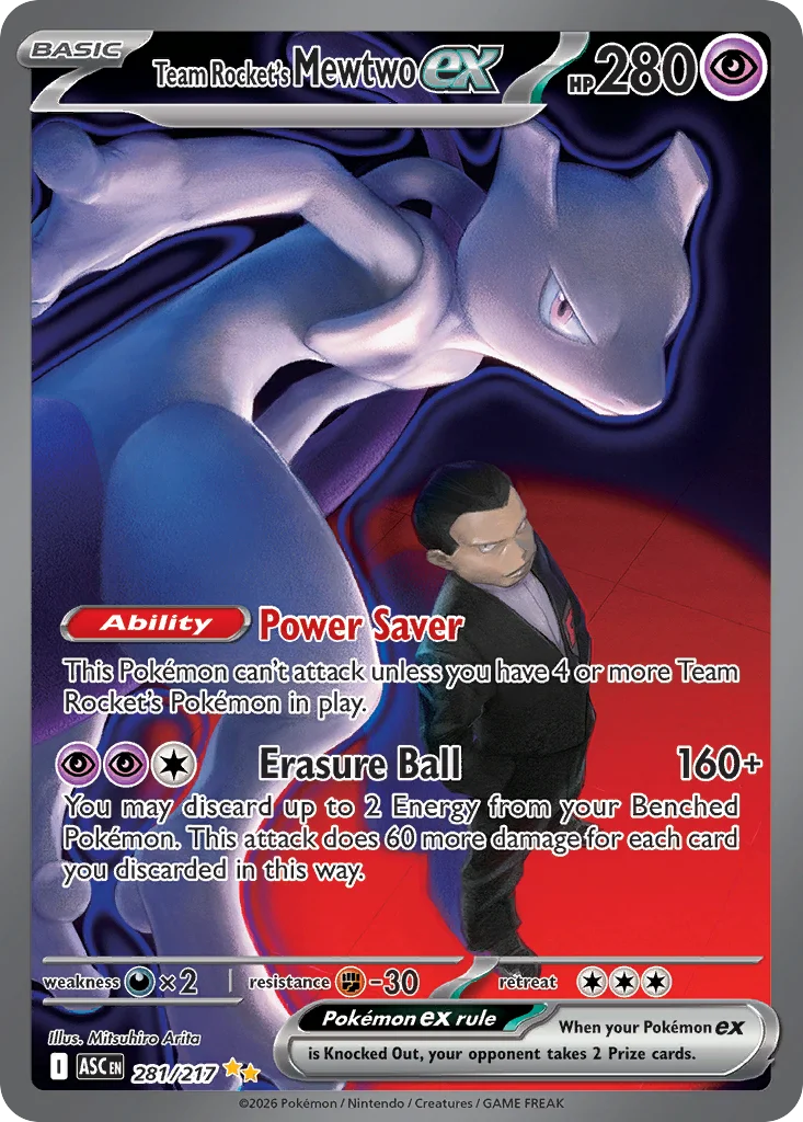 Team Rocket's Mewtwo ex 281/217 Special illustration rare