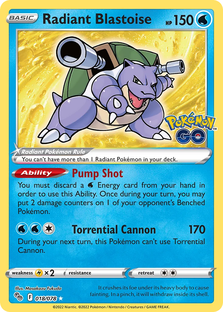 pgo-18 Radiant Blastoise 018/078 Radiant rare