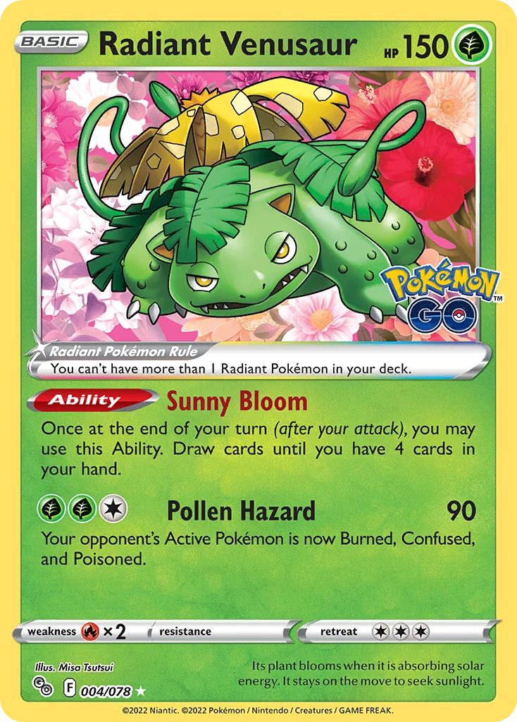 pgo-4 Radiant Venusaur 004/078 Radiant rare