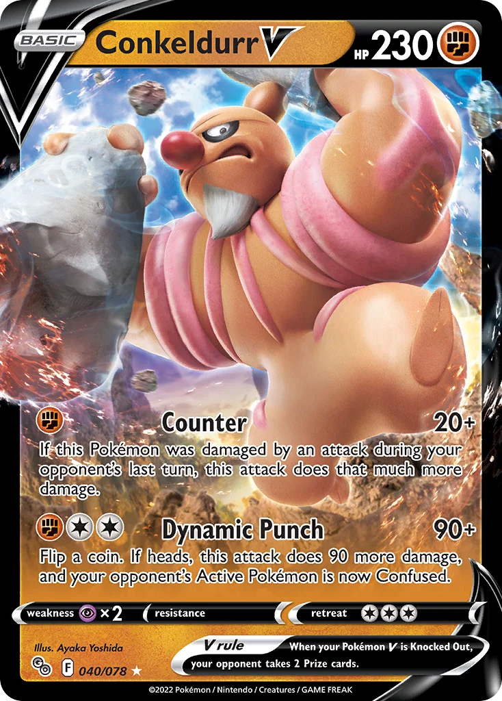 pgo-40 Conkeldurr V 040/078 Rare holo v