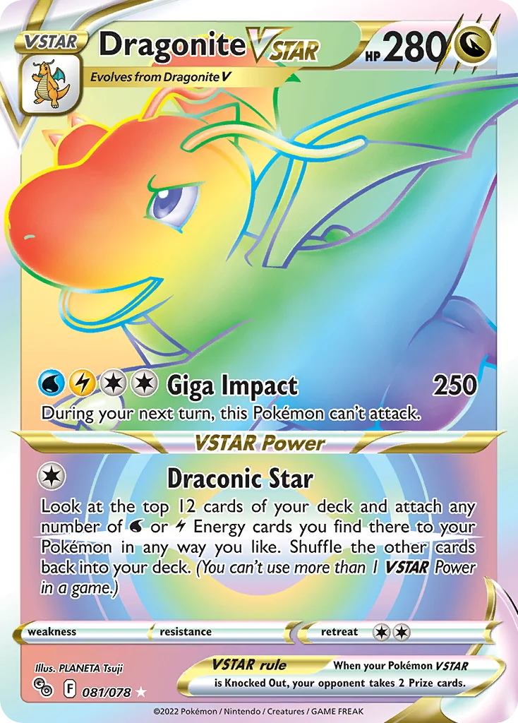 Dragonite VSTAR 081/078 Rare rainbow