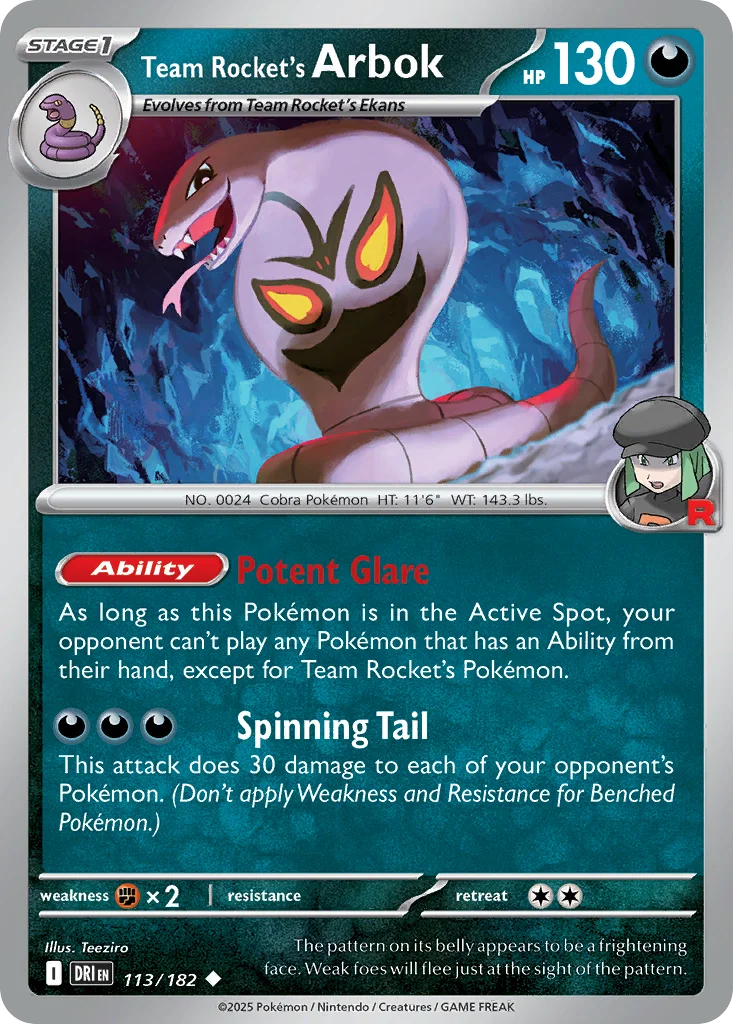sv10-113 Team Rocket's Arbok 113/182 Uncommon