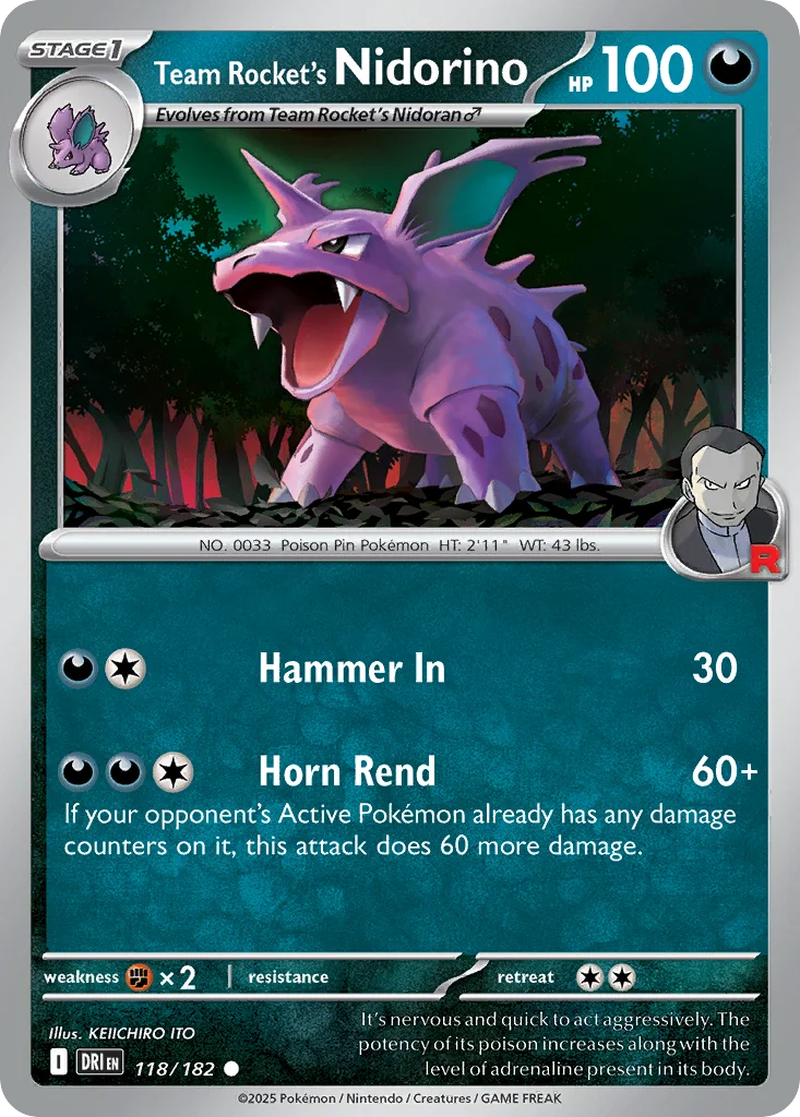 sv10-118 Team Rocket's Nidorino 118/182 Common