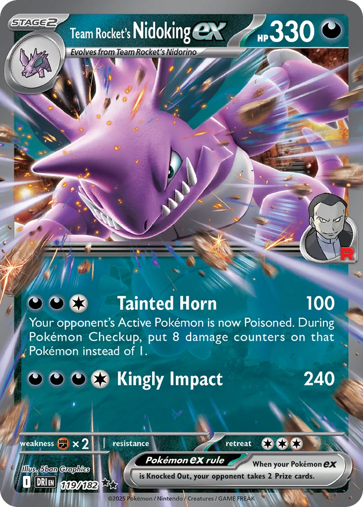 sv10-119 Team Rocket's Nidoking ex 119/182 Double rare