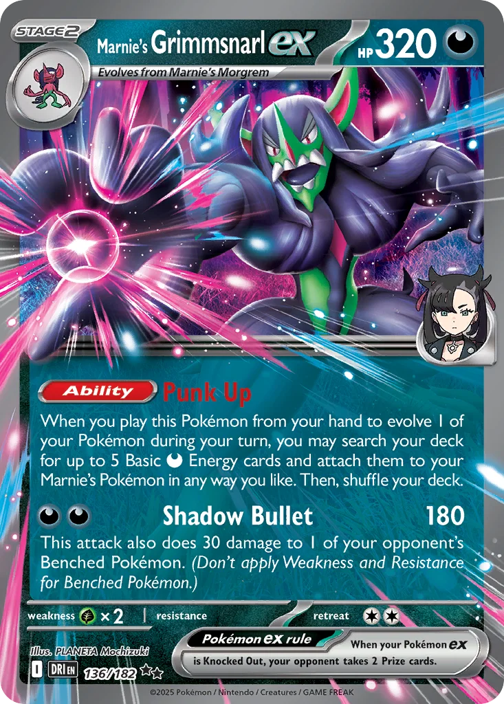 sv10-136 Marnie's Grimmsnarl ex 136/182 Double rare