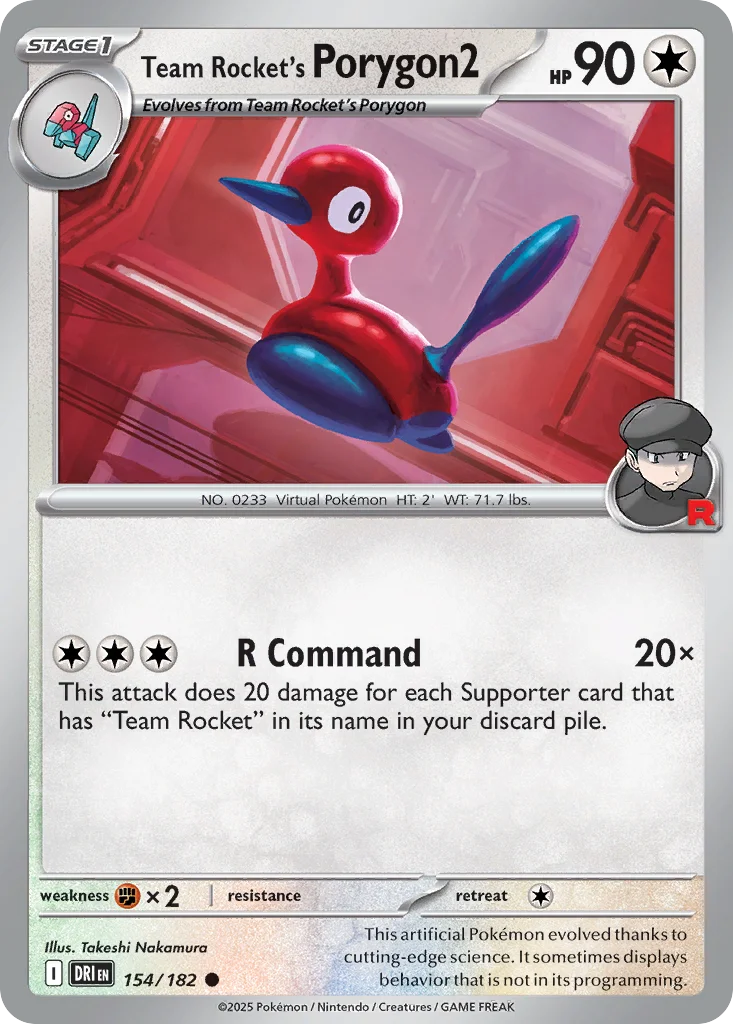 sv10-154 Team Rocket's Porygon2 154/182 Common