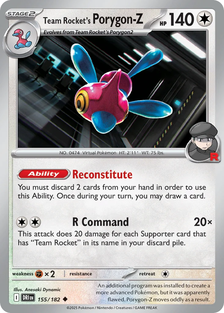 sv10-155 Team Rocket's Porygon-Z 155/182 Uncommon