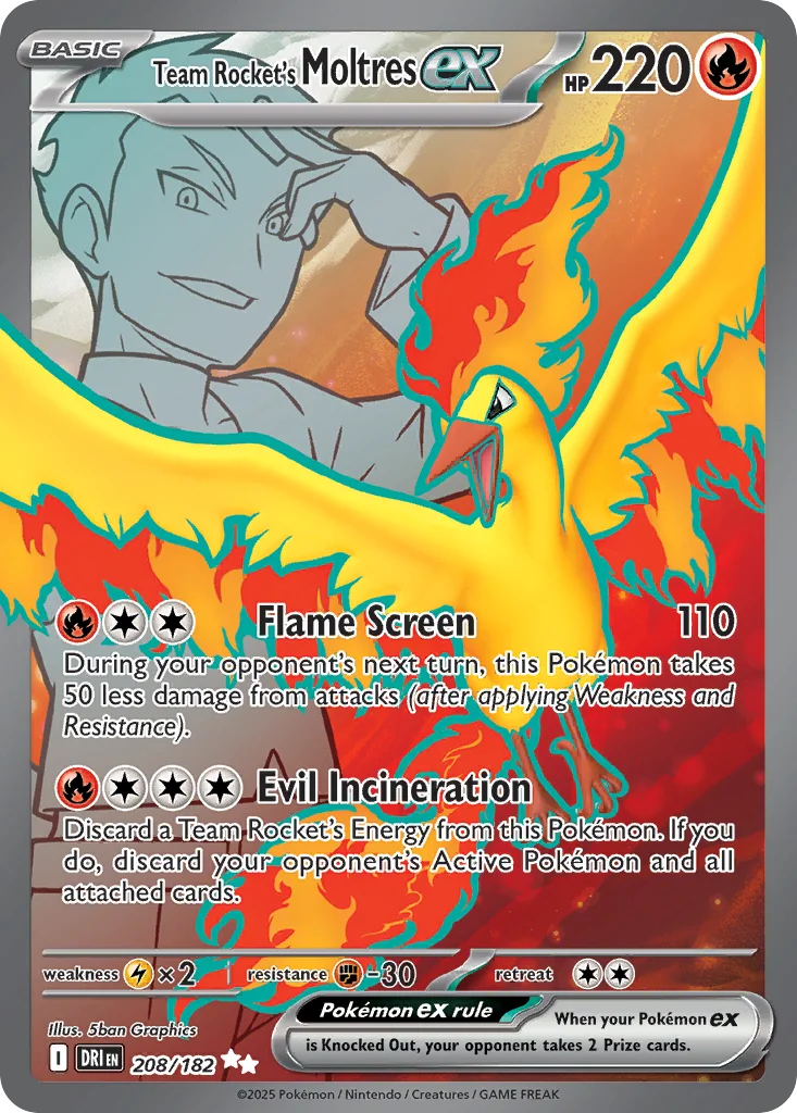 Team Rocket's Moltres ex 208/182 Ultra rare
