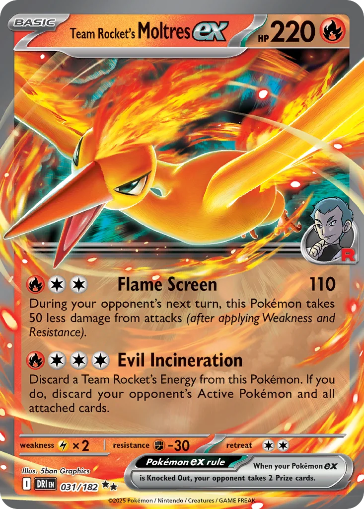 sv10-31 Team Rocket's Moltres ex 031/182 Double rare