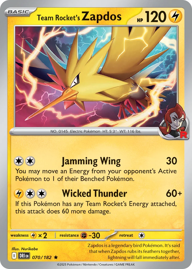 Team Rocket's Zapdos 070/182 Rare