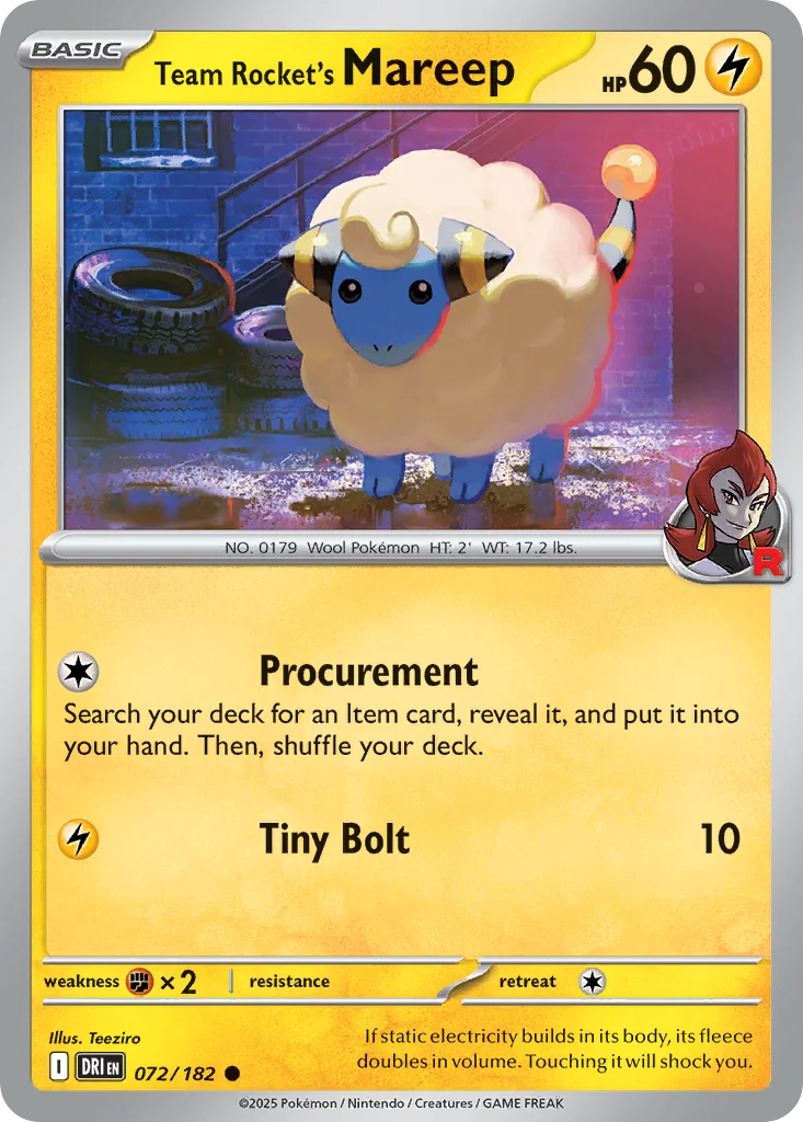 Team Rocket's Mareep 072/182 Common