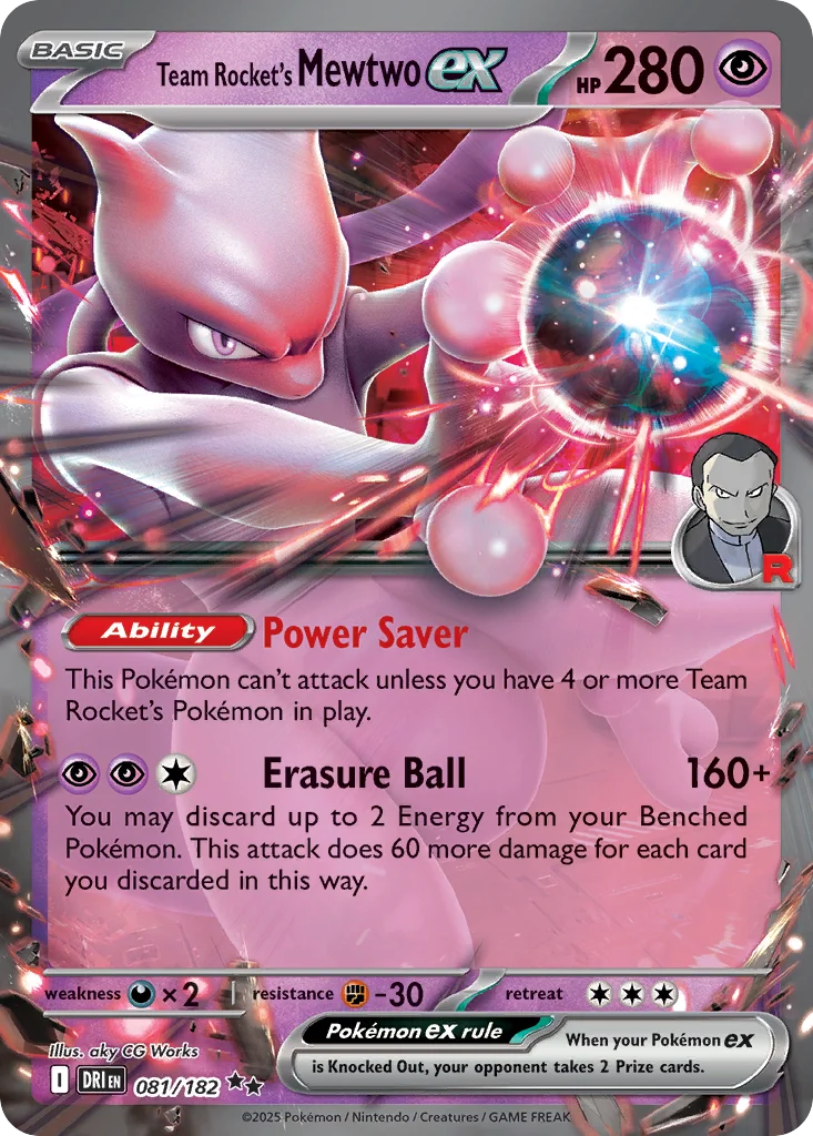Team Rocket's Mewtwo ex 081/182 Double rare