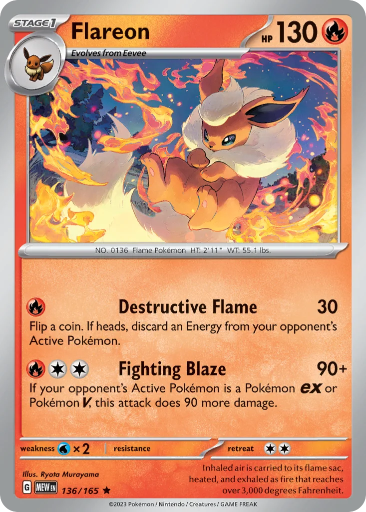 Flareon 136/165 Rare