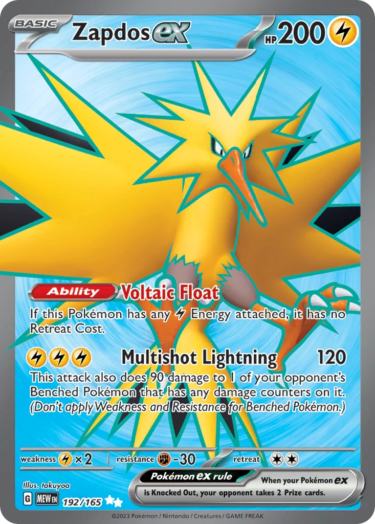 Zapdos ex 192/165 Ultra rare