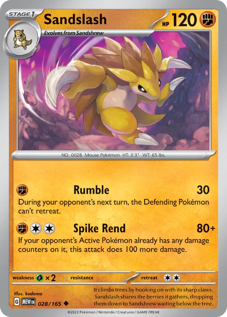 sv3pt5-28 Sandslash 028/165 Uncommon