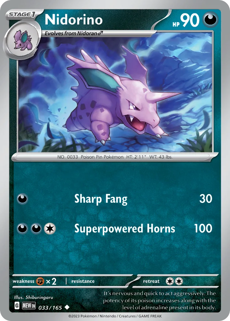 sv3pt5-33 Nidorino 033/165 Uncommon