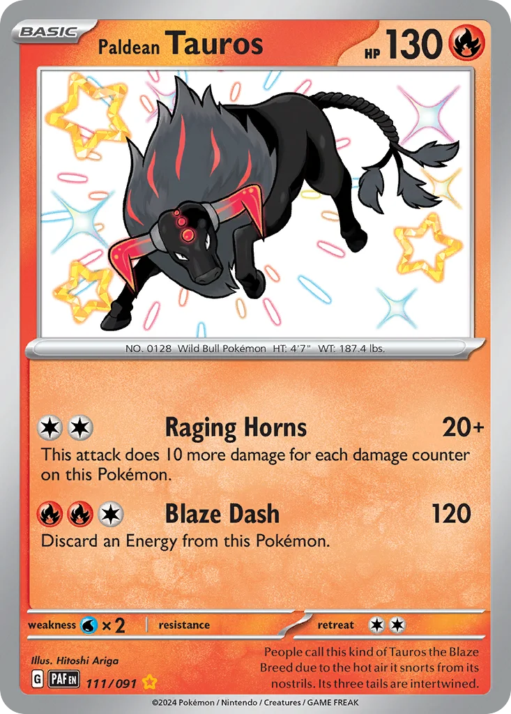 sv4pt5-111 Paldean Tauros 111/091 Shiny rare