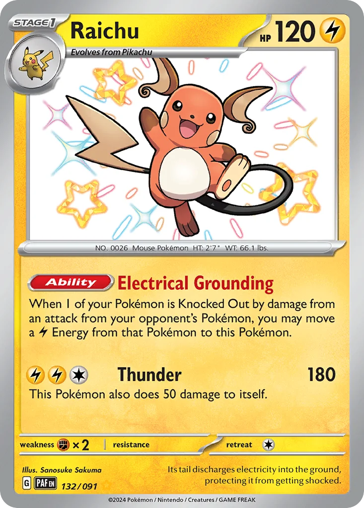 sv4pt5-132 Raichu 132/091 Shiny rare