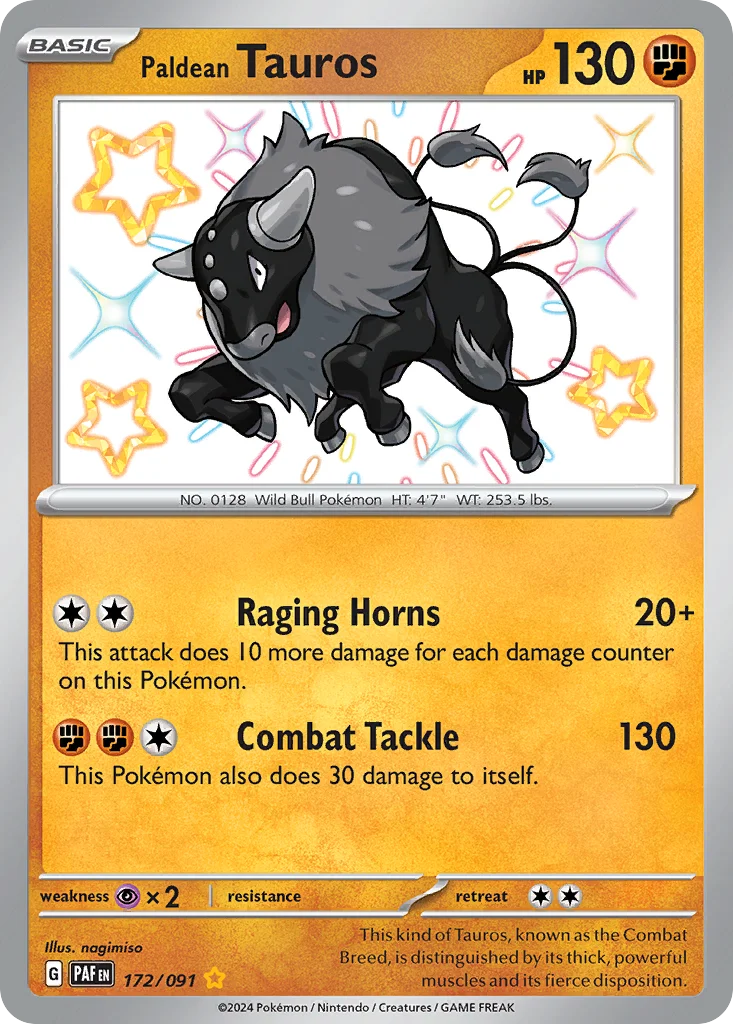 Paldean Tauros 172/091 Shiny rare