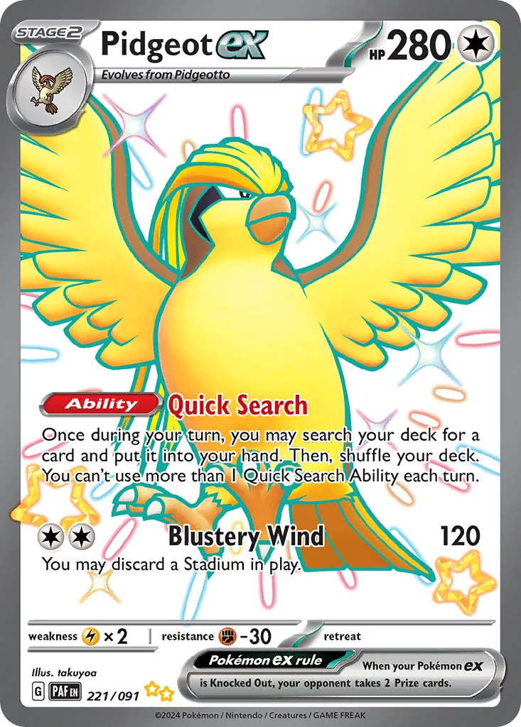Pidgeot ex 221/091 Shiny ultra rare