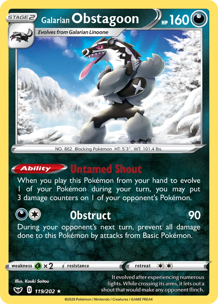 Galarian Obstagoon 119/202 Rare holo