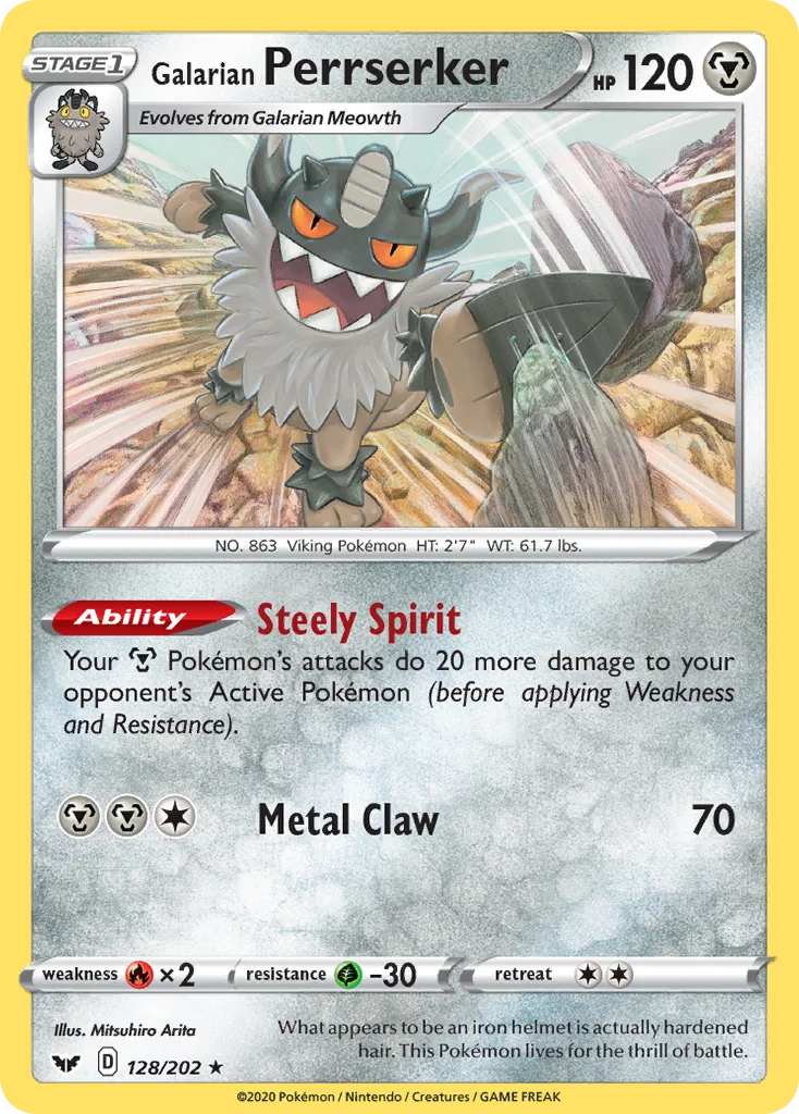 Galarian Perrserker 128/202 Rare holo