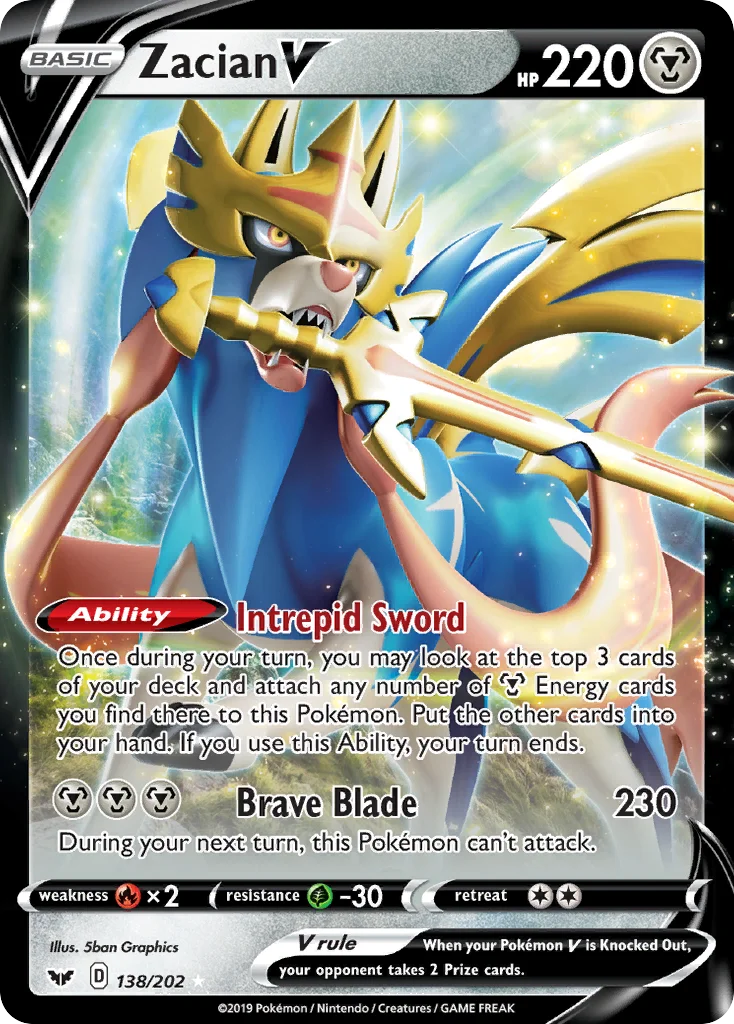 Zacian V 138/202 Rare holo v