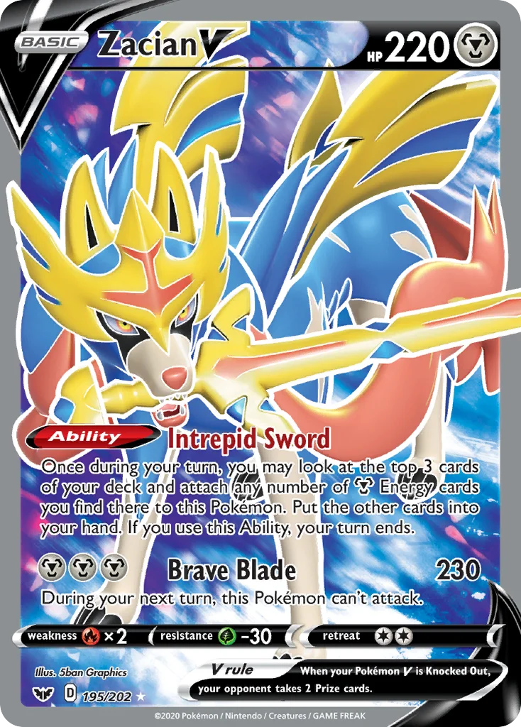 swsh1-195 Zacian V 195/202 Rare ultra