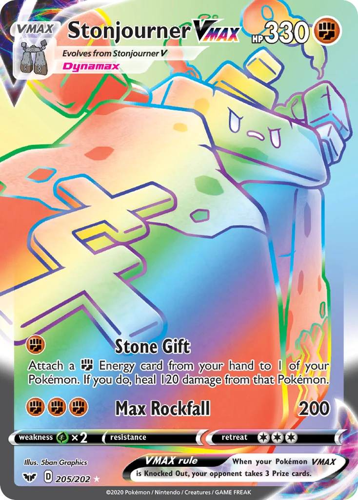 swsh1-205 Stonjourner VMAX 205/202 Rare rainbow