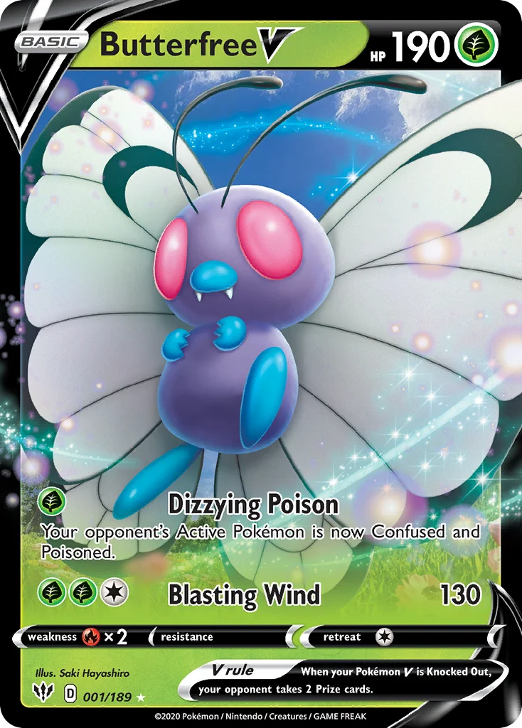 swsh3-1 Butterfree V 001/189 Rare holo v
