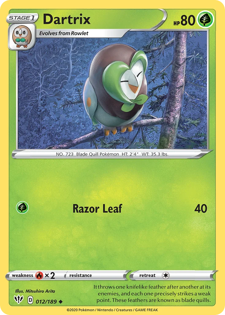 swsh3-12 Dartrix 012/189 Uncommon