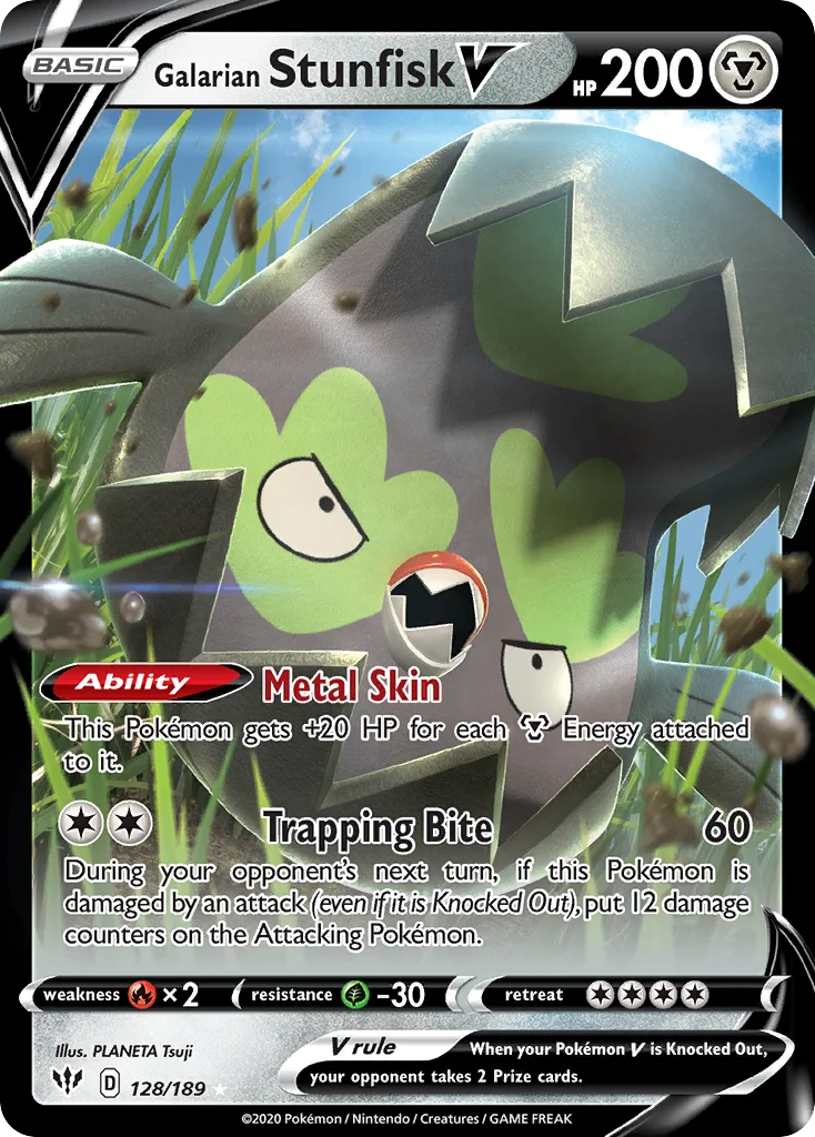 Galarian Stunfisk V 128/189 Rare holo v