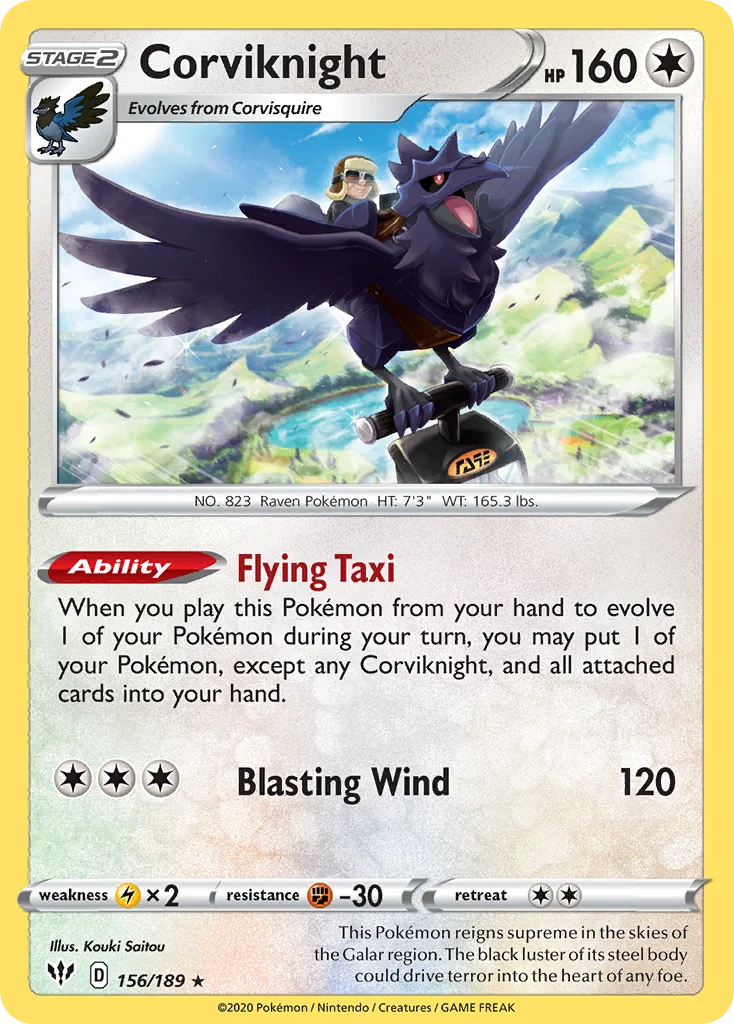 Corviknight 156/189 Rare holo