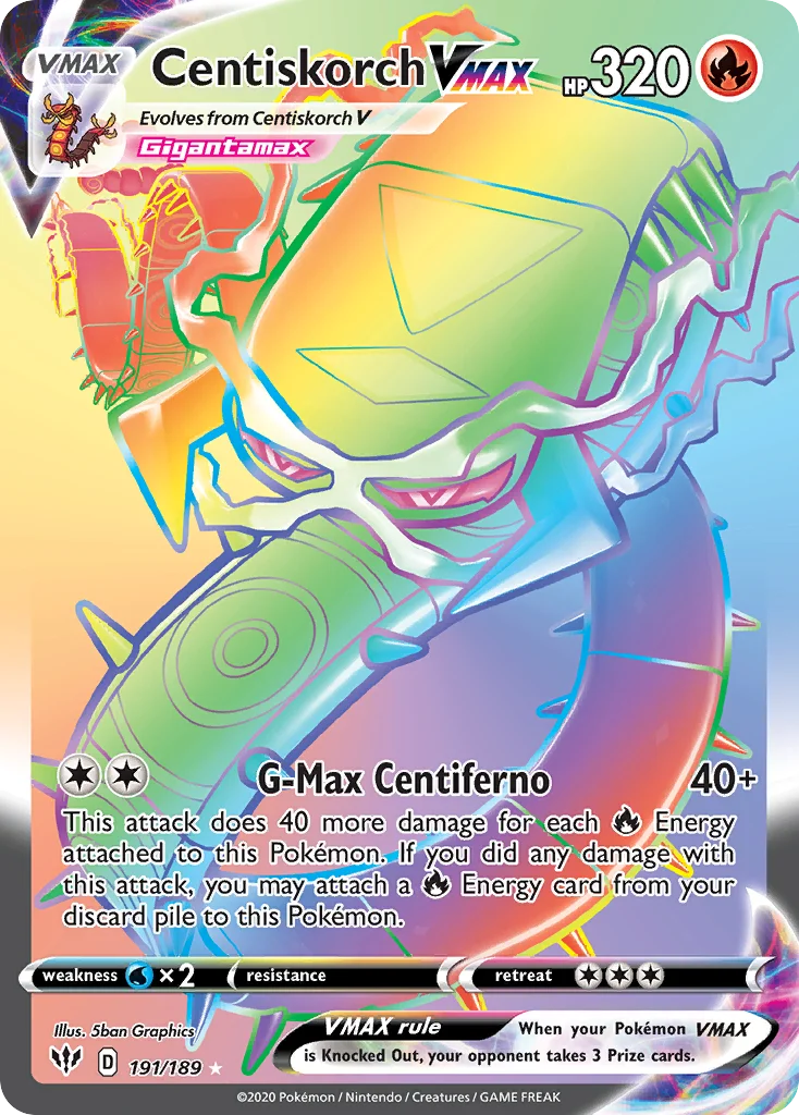Centiskorch VMAX 191/189 Rare rainbow