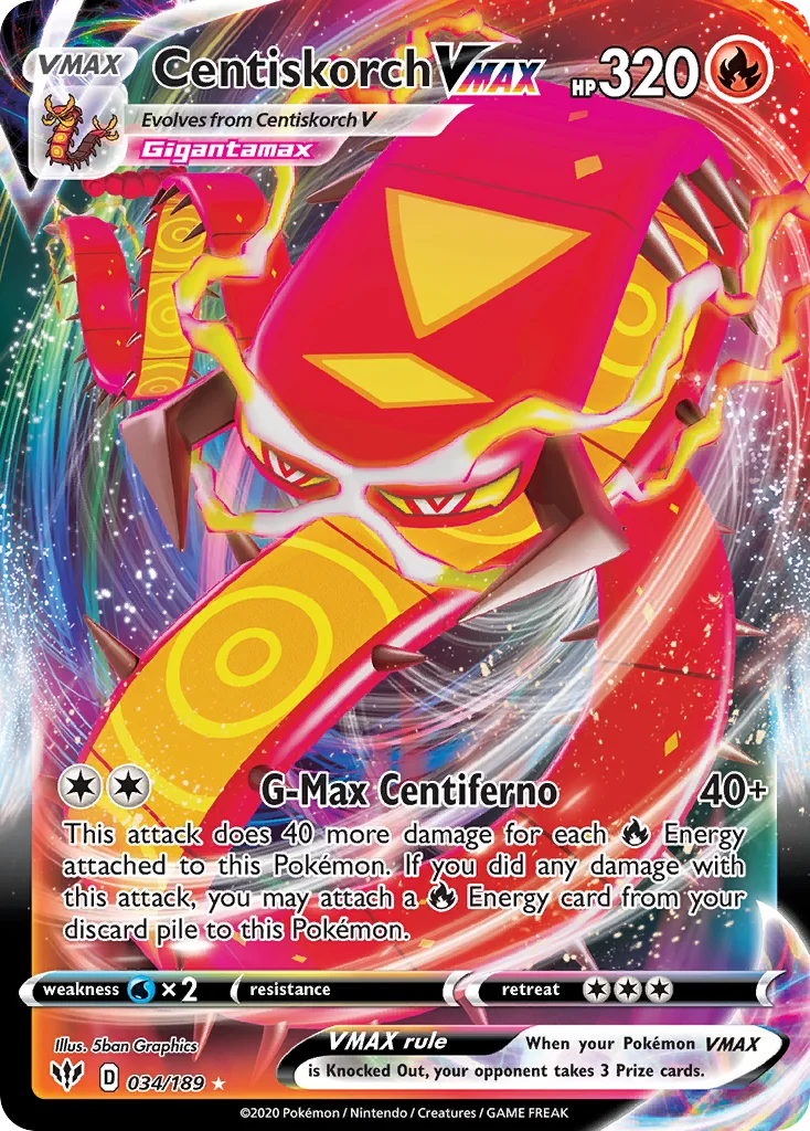 swsh3-34 Centiskorch VMAX 034/189 Rare holo vmax