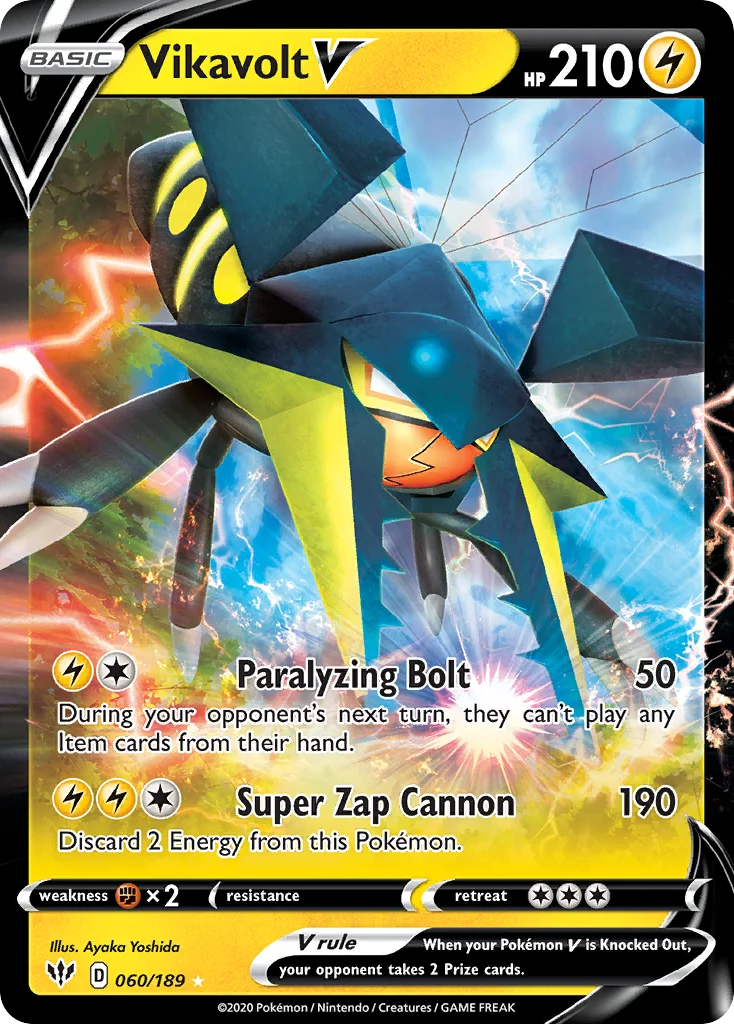 swsh3-60 Vikavolt V 060/189 Rare holo v