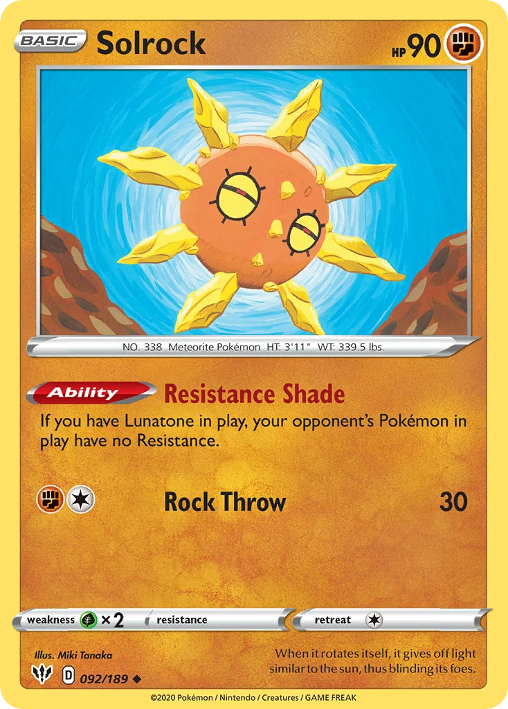 swsh3-92 Solrock 092/189 Uncommon